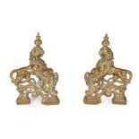 PAIR OF BRASS CHENETS 19TH CENTURY