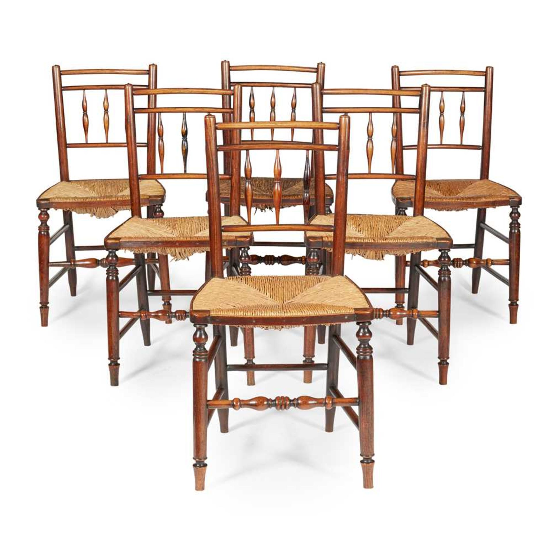 SET OF SIX ASH RUSH SEATED CHAIRS EARLY 19TH CENTURY