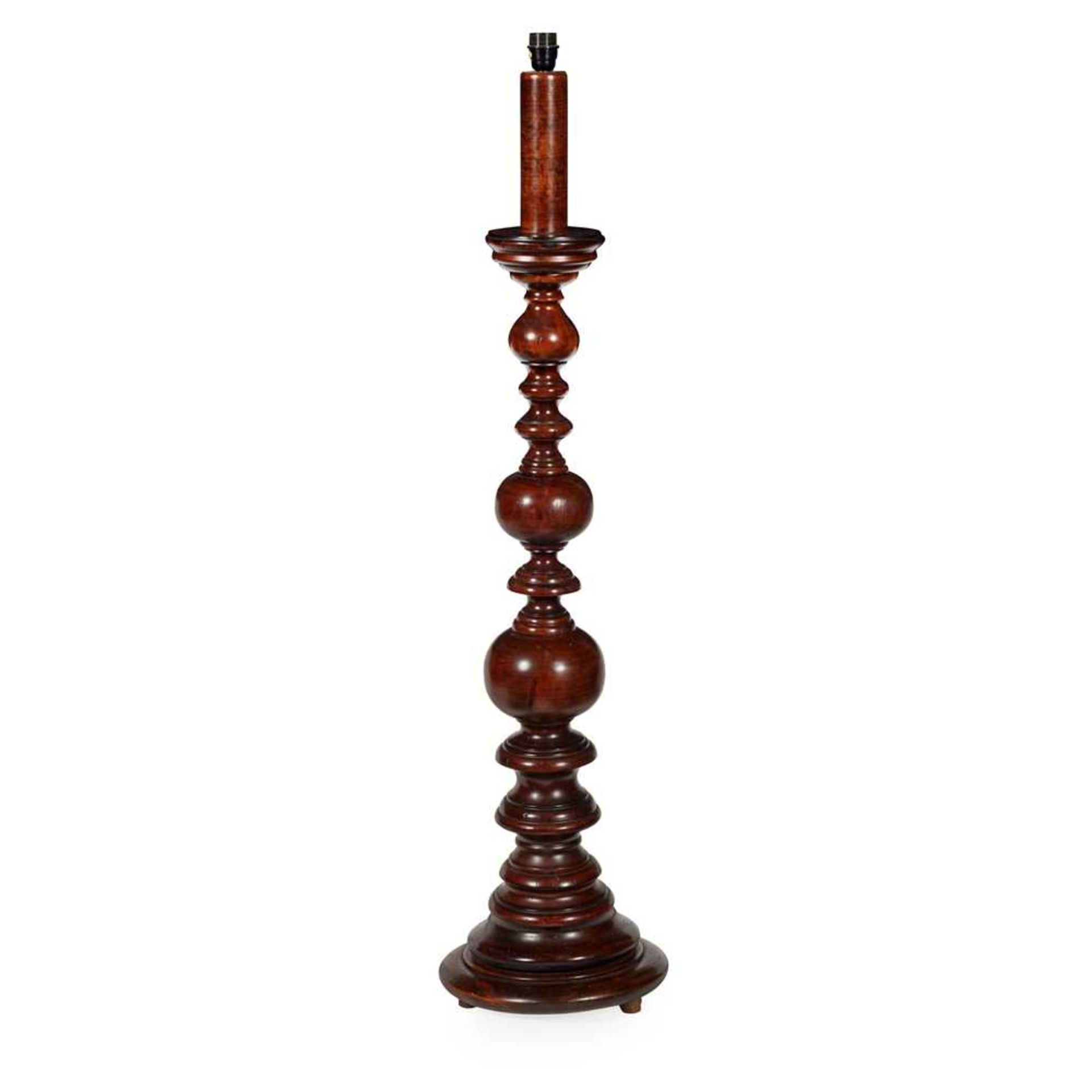 TURNED WALNUT STANDARD LAMP 18TH CENTURY AND LATER - Image 2 of 2