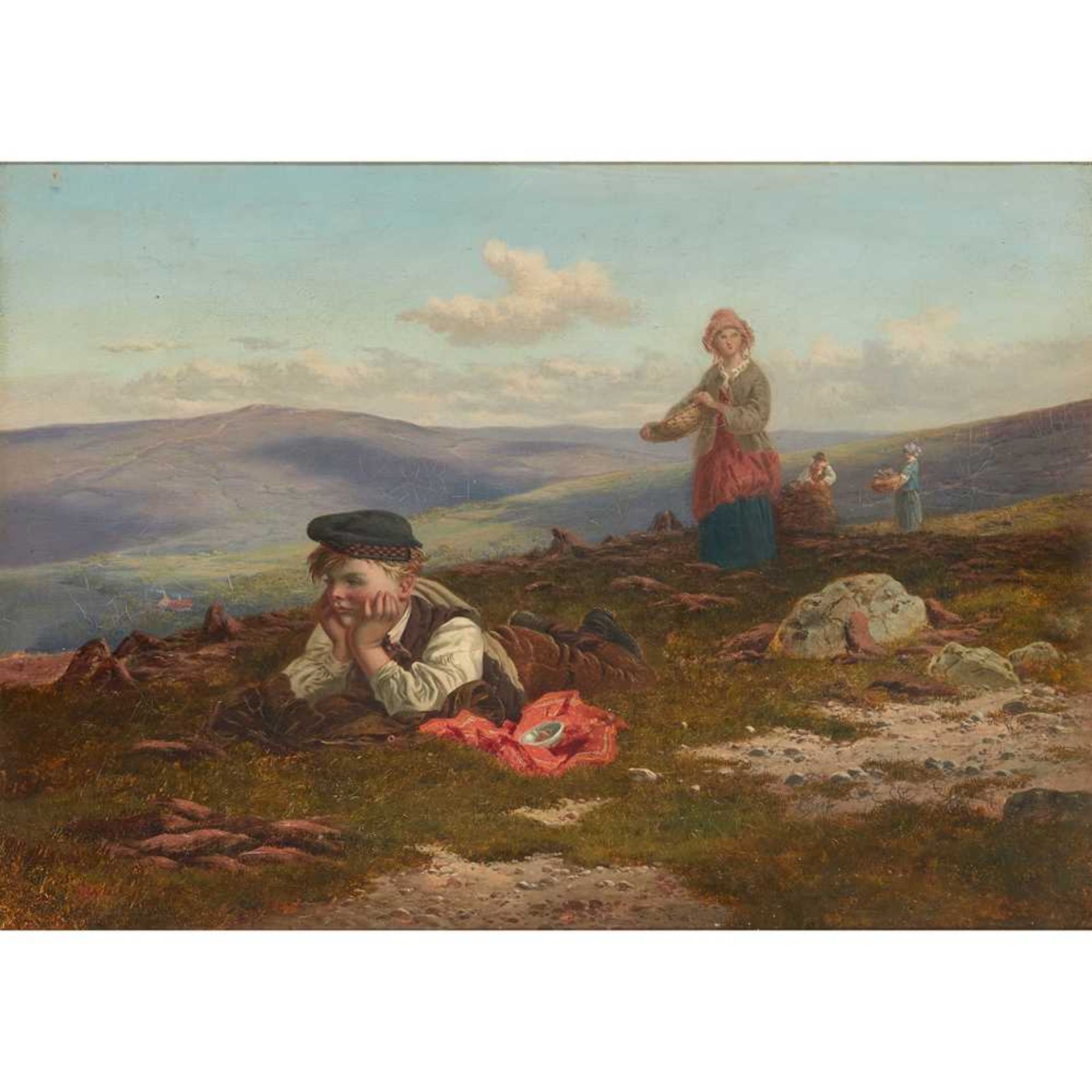 THOMAS J BANKS (BRITISH 1828-1896) PEAT GATHERERS