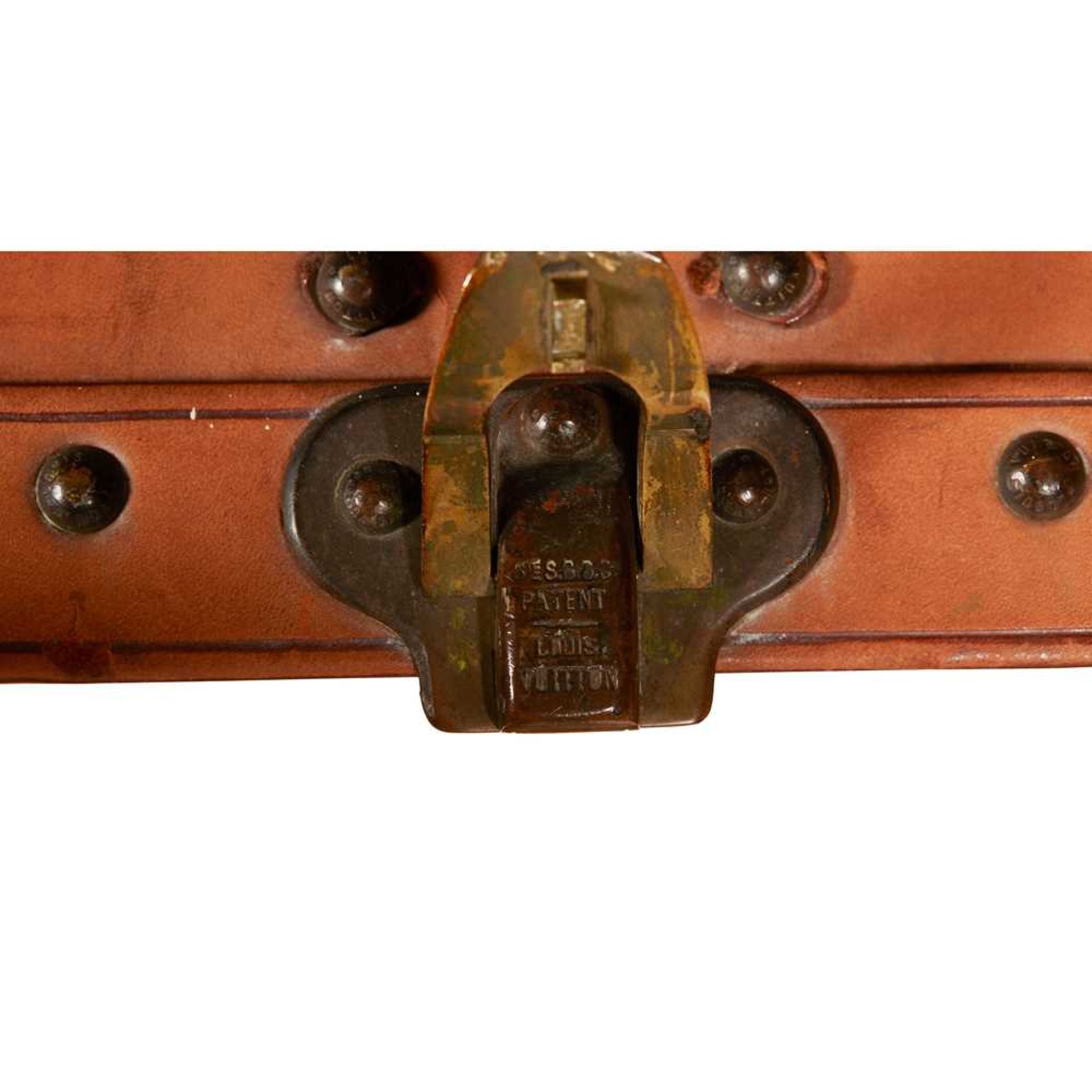 LOUIS VUITTON LEATHER TRUNK EARLY 20TH CENTURY - Image 3 of 3