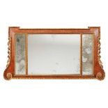 GEORGE II STYLE WALNUT AND GILTWOOD TRIPLE OVERMANTEL MIRROR EARLY 20TH CENTURY