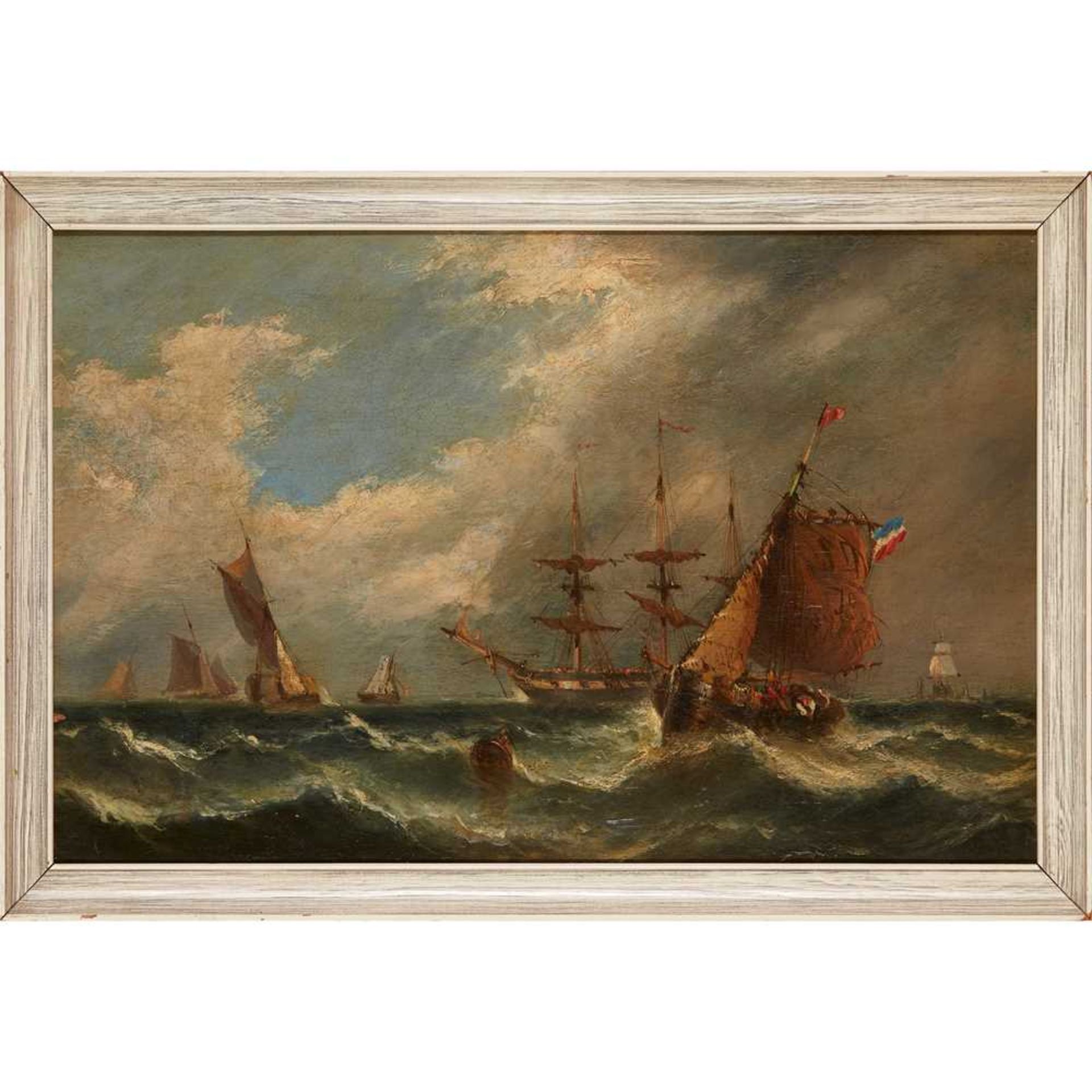 ATTRIBUTED TO WILLIAM ADOLPHUS KNELL SHIPPING OFF THE COAST IN CHOPPY SEAS - Image 4 of 6