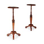 PAIR OF QUEEN ANNE STYLE WALNUT AND SEAWEED MARQUETRY TORCHERE STANDS 19TH CENTURY