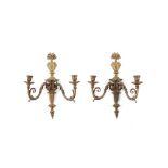 PAIR OF LOUIS XVI STYLE GILT BRONZE WALL SCONCES 19TH CENTURY