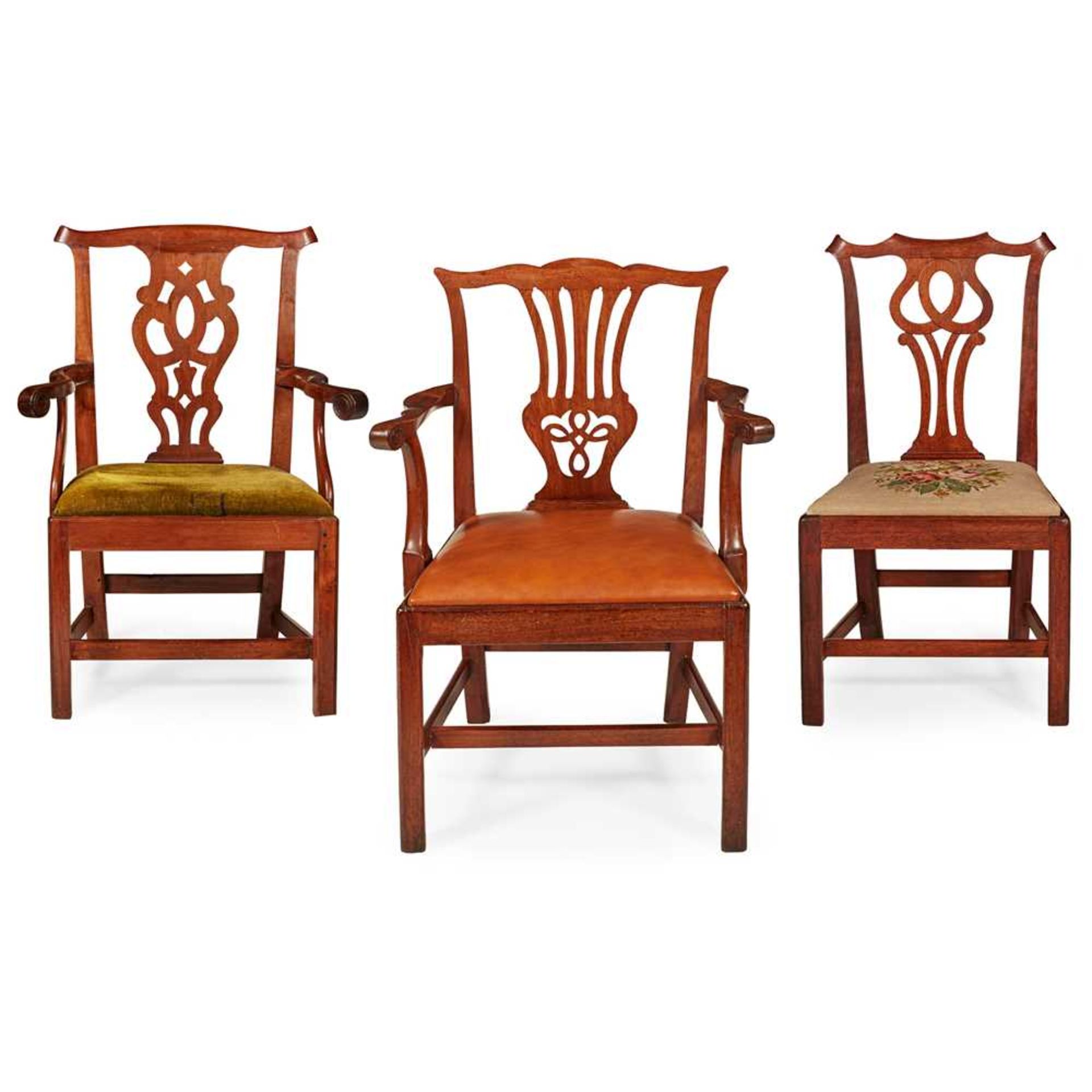 THREE GEORGIAN MAHOGANY CHAIRS 18TH CENTURY