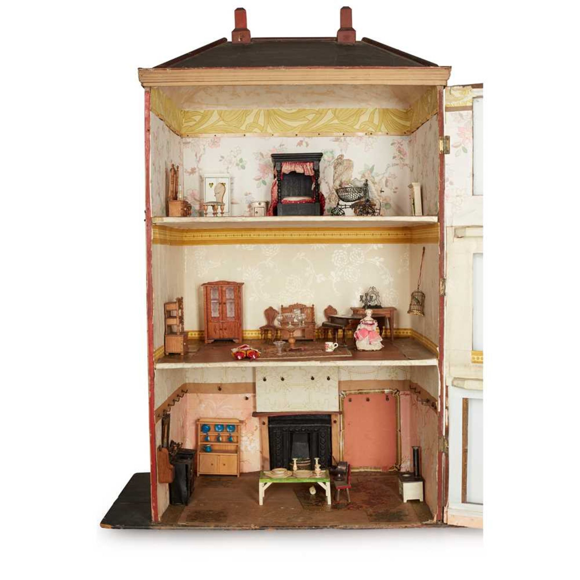 SCRATCH BUILT DOLL'S HOUSE, STABLE, AND CONTENTS 19TH CENTURY - Image 2 of 9