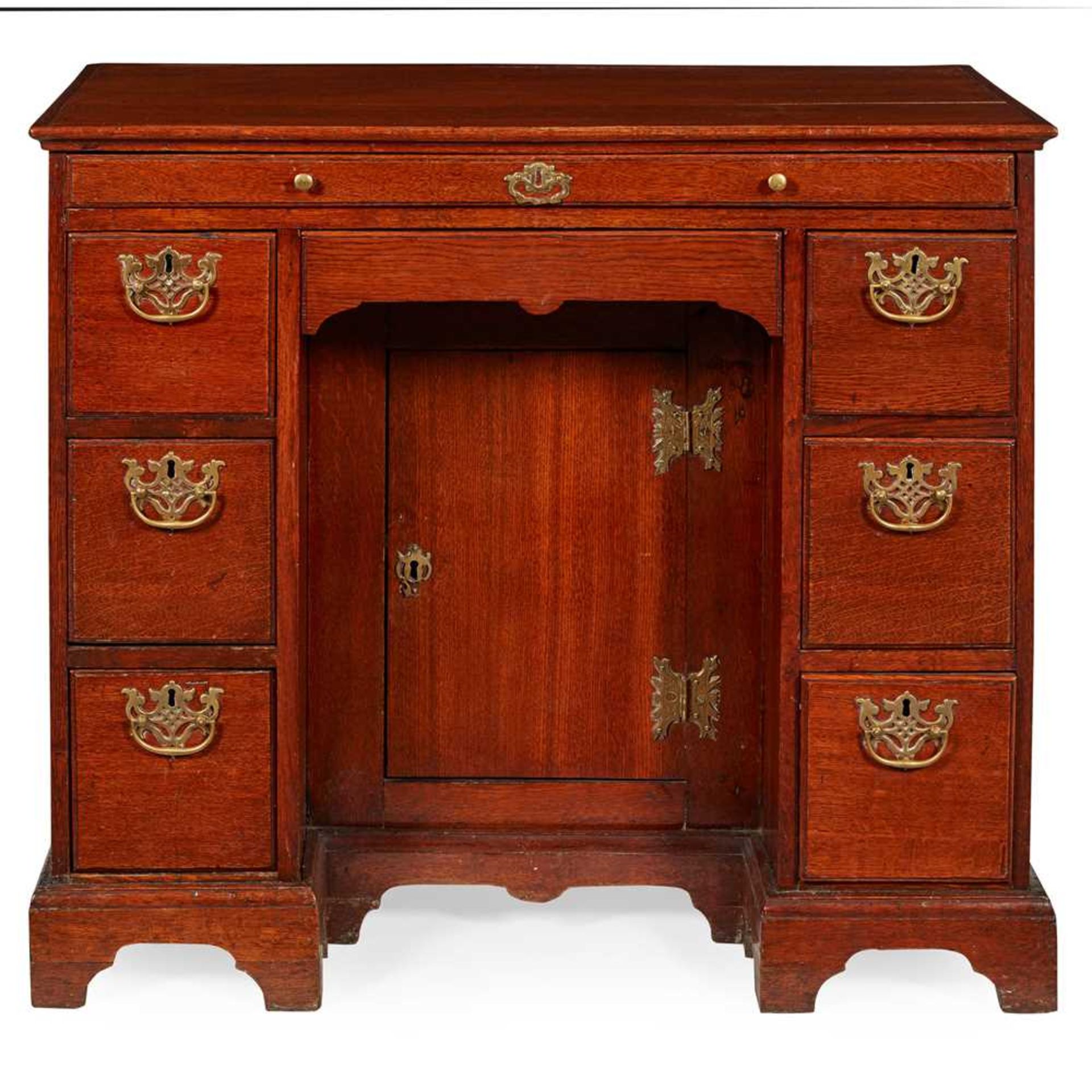 GEORGE II OAK KNEEHOLE DESK MID 18TH CENTURY