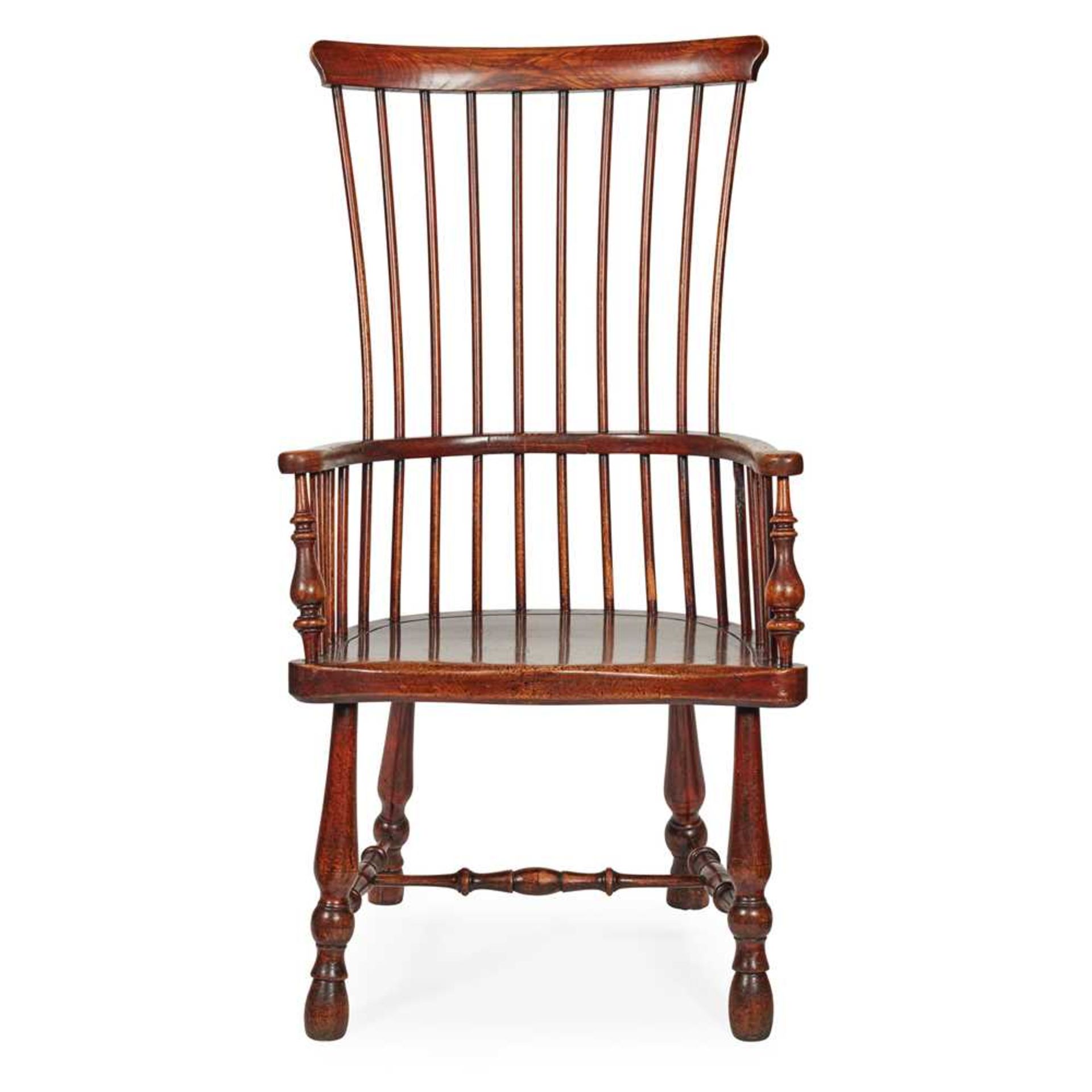 SCOTTISH DARVEL ELM AND BIRCH COMB BACK WINDSOR ARMCHAIR MID 19TH CENTURY - Bild 2 aus 2