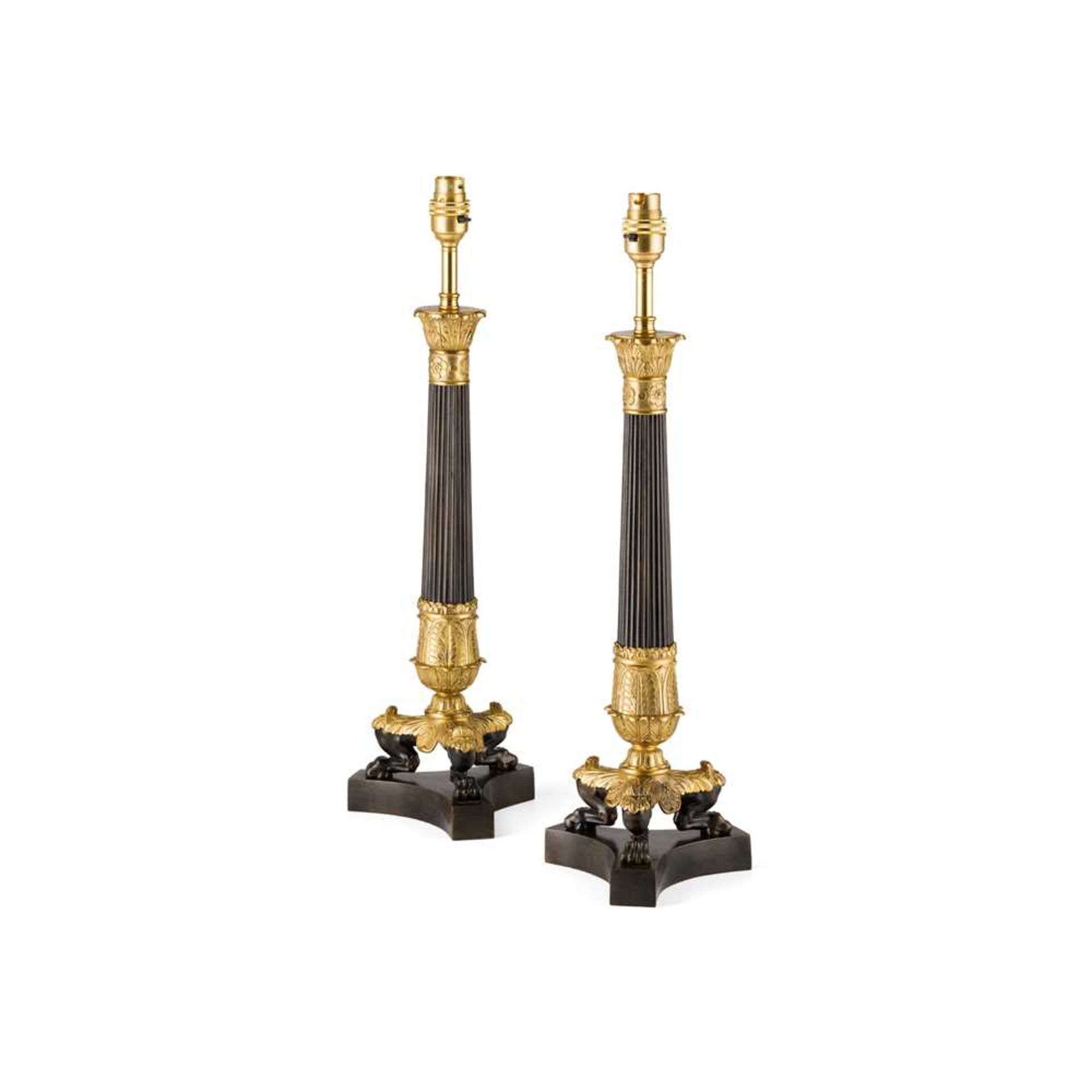 PAIR OF REGENCY ORMOLU AND PATINATED BRONZE LAMPS 19TH CENTURY - Image 2 of 2