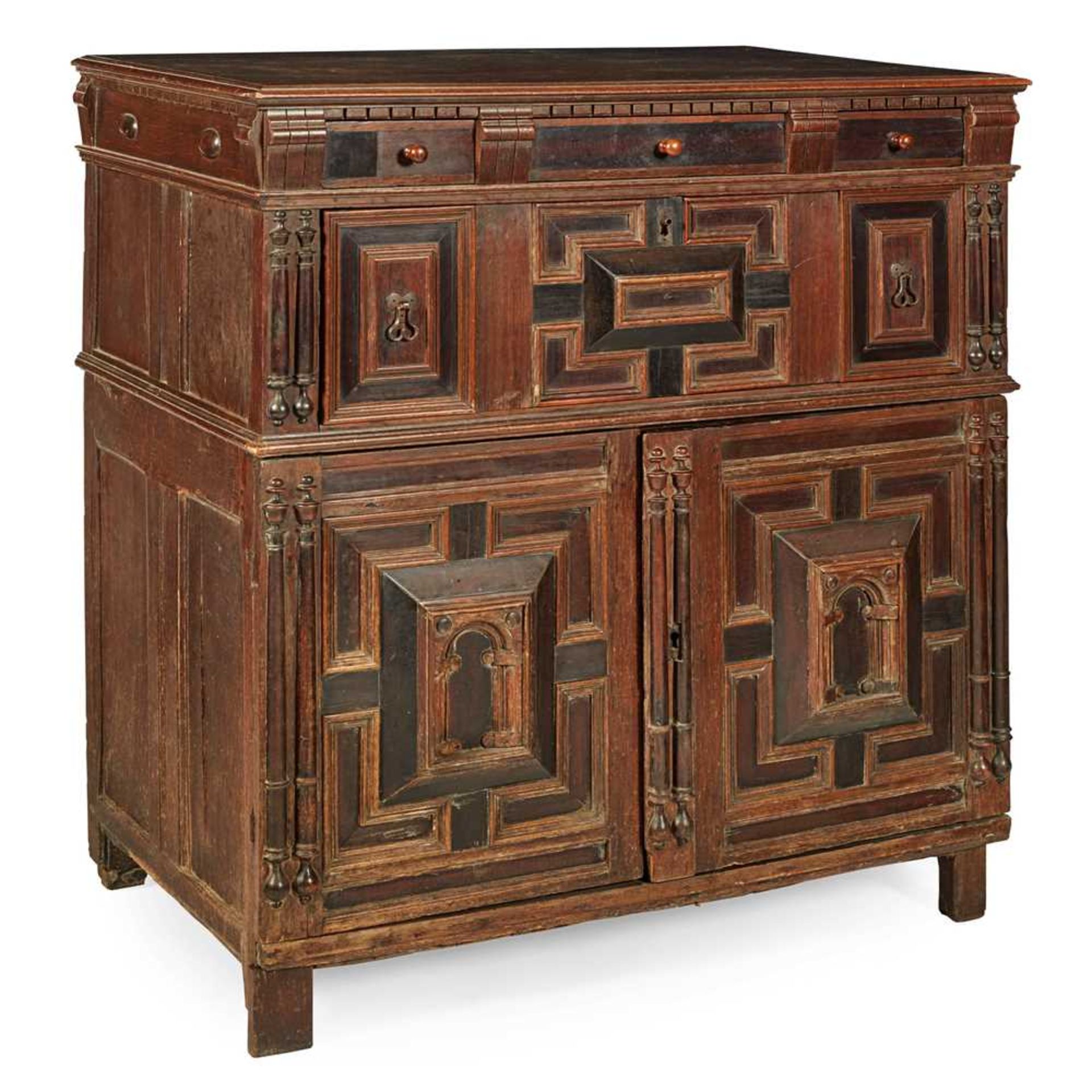 JACOBEAN OAK CHEST OF DRAWERS EARLY 17TH CENTURY AND LATER - Image 2 of 2