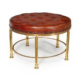 LEATHER AND BRASS OTTOMAN 20TH CENTURY
