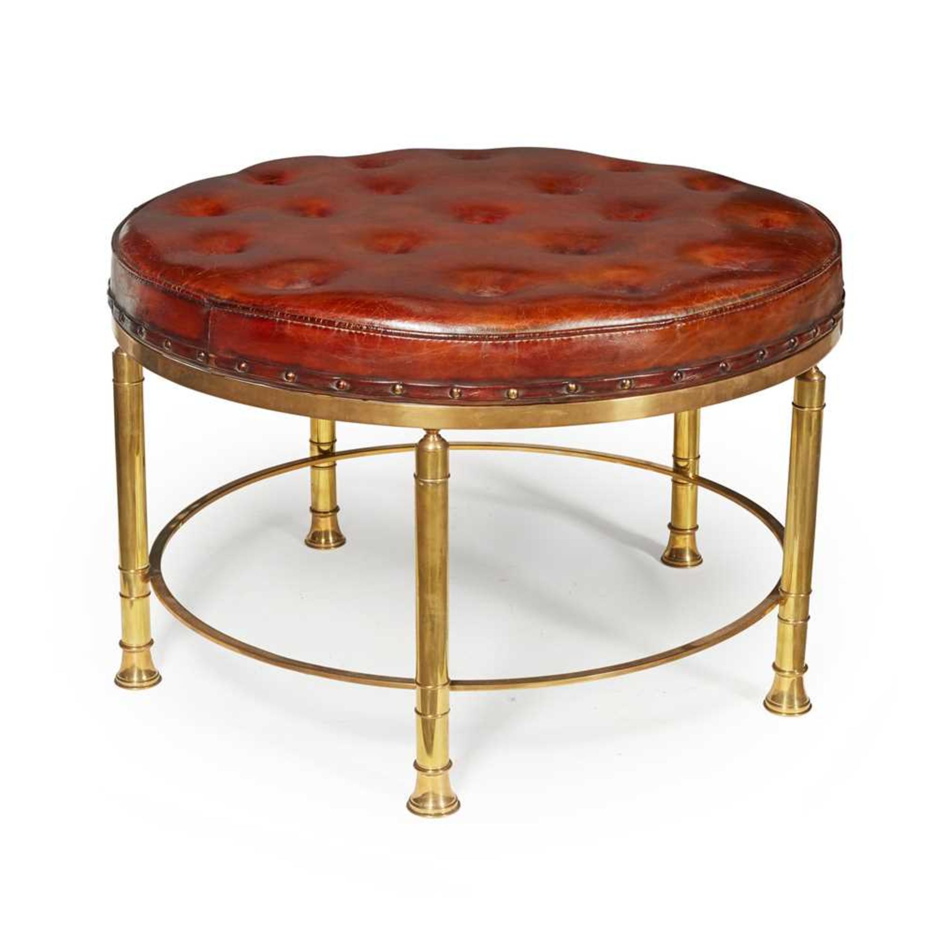 LEATHER AND BRASS OTTOMAN 20TH CENTURY