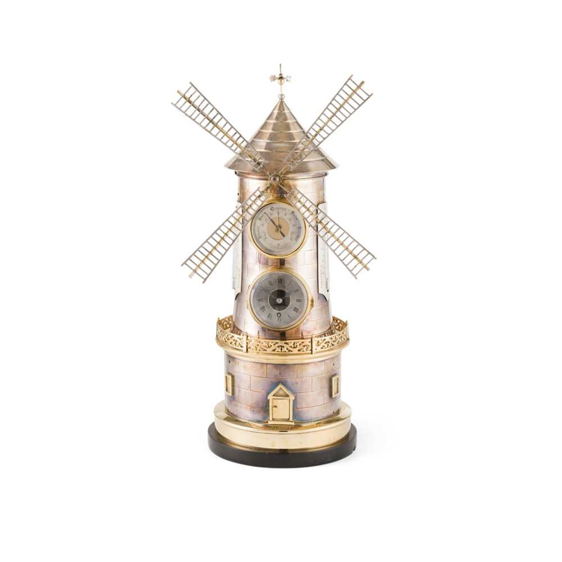 FRENCH INDUSTRIAL AUTOMATON WINDMILL CLOCK, BY GUILMET LATE 19TH CENTURY