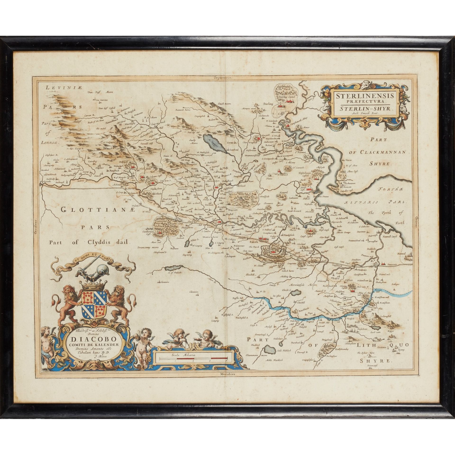 Blaeu, Jan 8 framed and glazed Scottish maps, 17th century