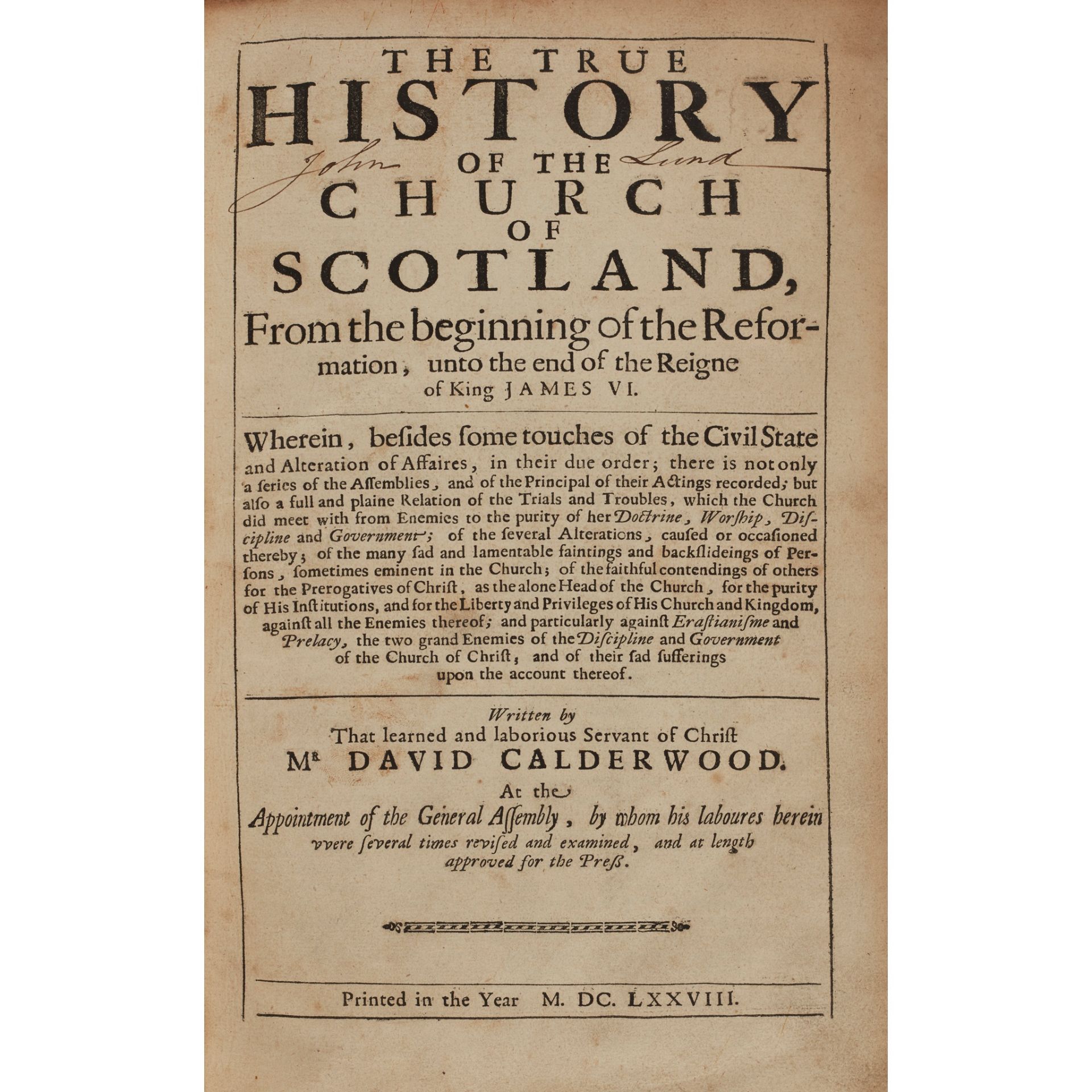 Calderwood, David The True History of the Church of Scotland