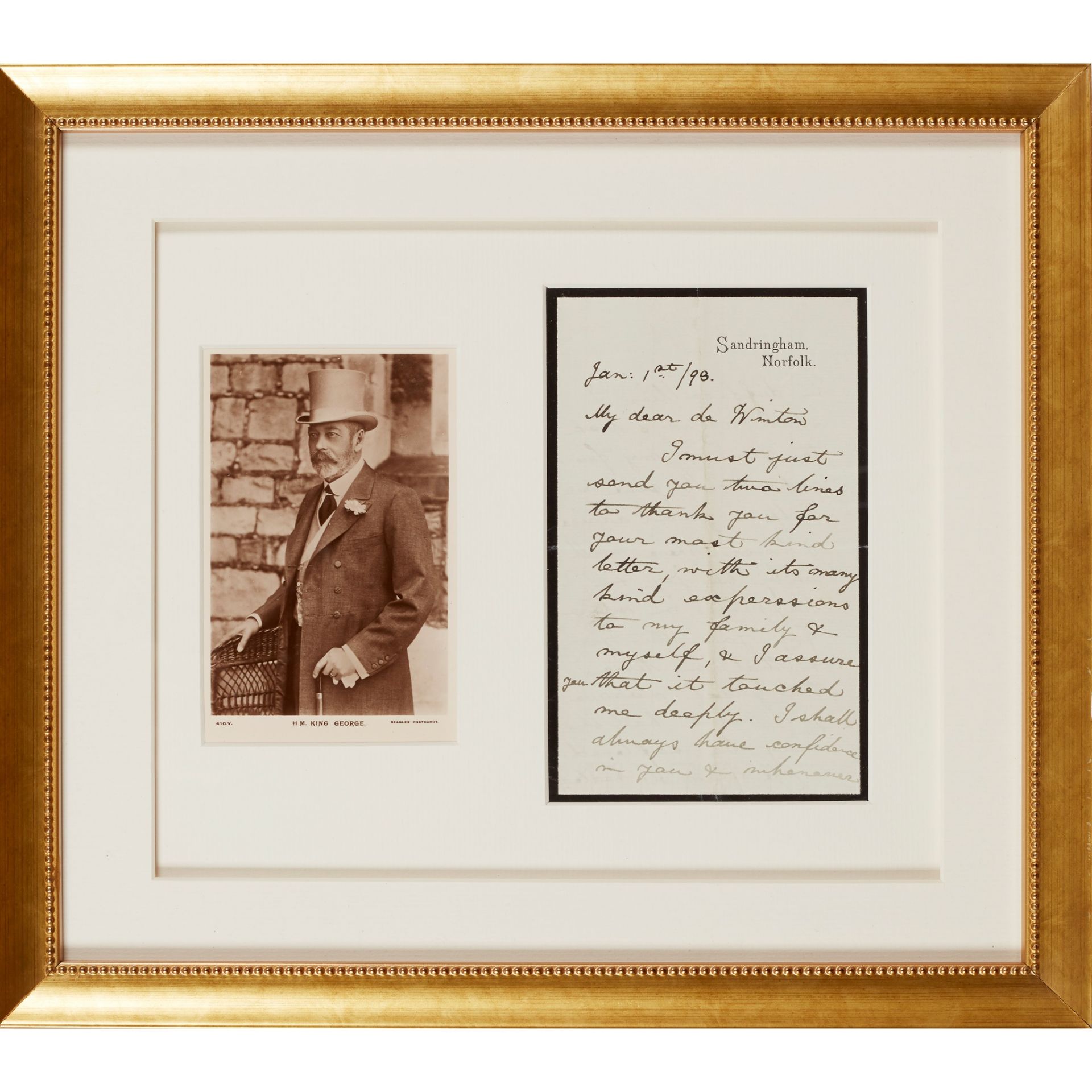 George V, King of the United Kingdom Signed letters, documents and photographs