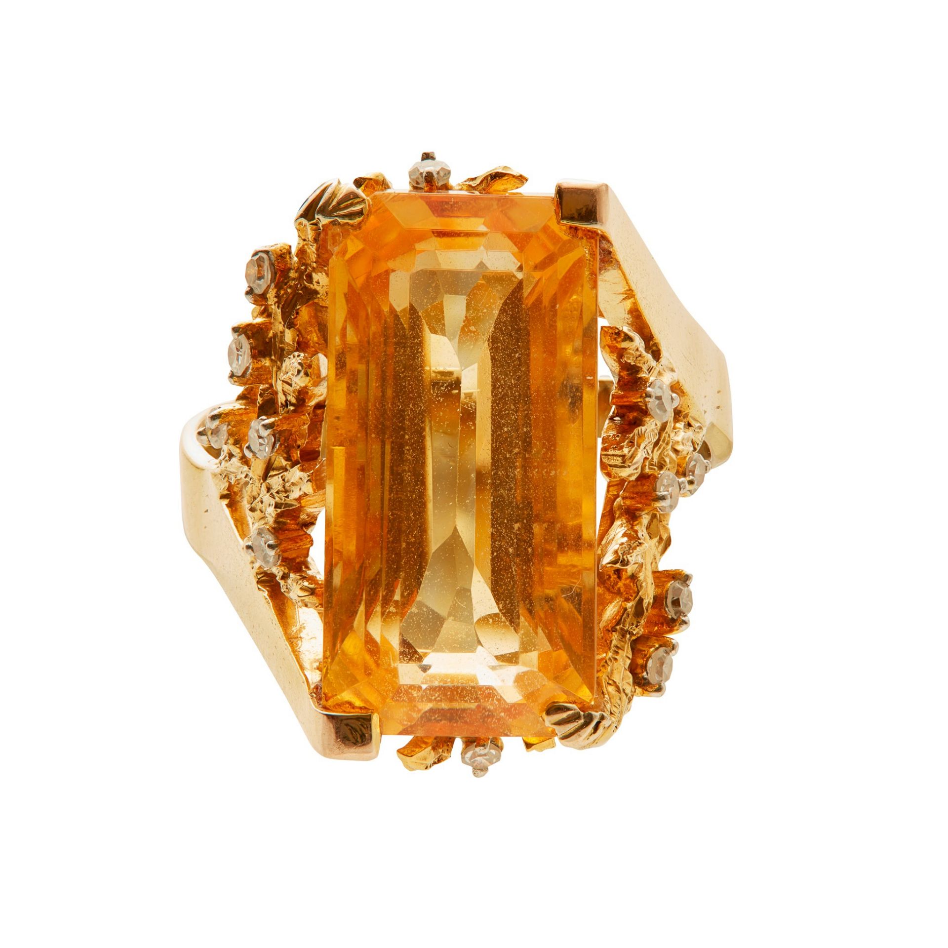 LOT WITHDRAWN A citrine and diamond set cocktail ring