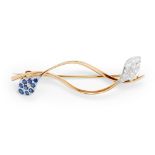 An 18ct gold sapphire and diamond brooch, Eric N Smith