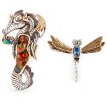 A multi-gem set seahorse pendant