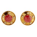A pair of 18ct gold multi-gem set clip earrings