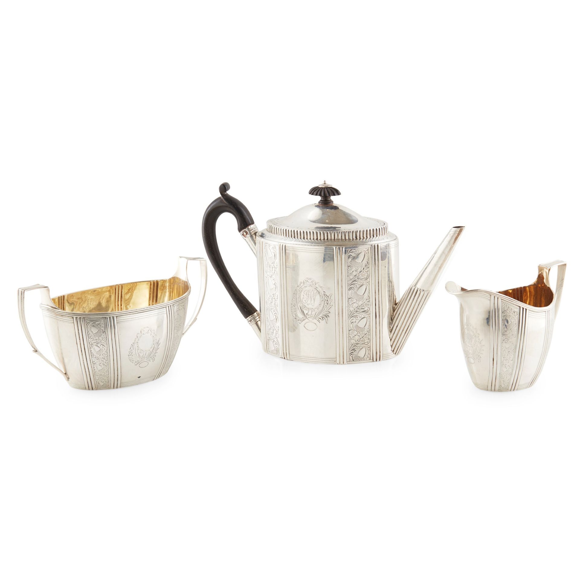 A matched George III three piece tea service