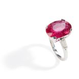 A Rubellite tourmaline and diamond set ring