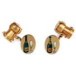 A pair of 18ct gold and enamel 'Veuve Clicquot' cufflinks
