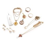 A collection of gold and gem-set jewellery