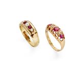 An 18ct gold ruby and pearl set ring
