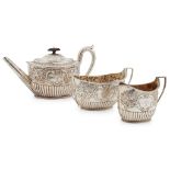 Y A matched three piece Scottish George III tea service