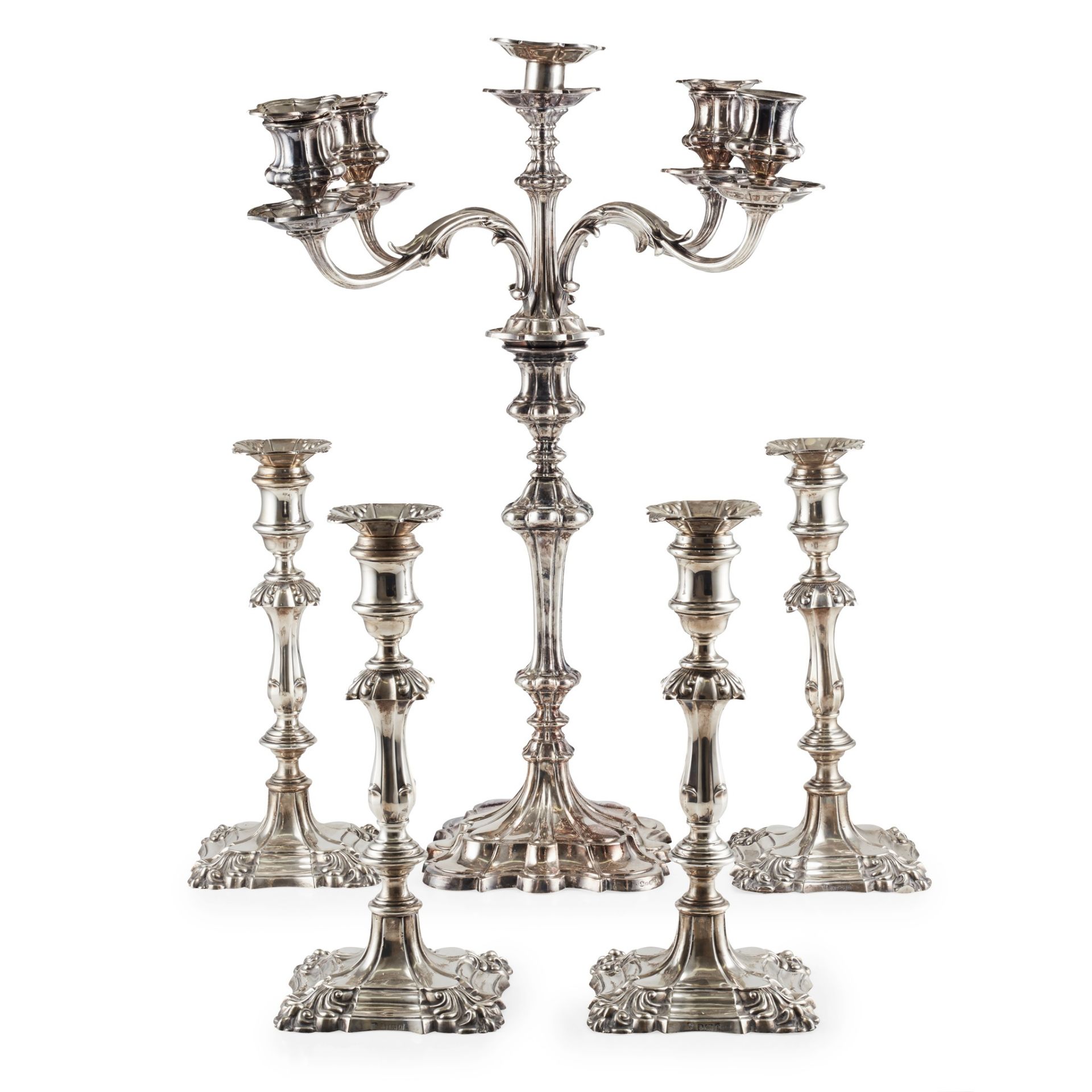 A set of four modern candlesticks