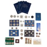 A collection of silver and other mint proof commemorative coins