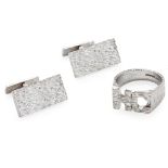A pair of 1970s 18ct white gold cufflinks