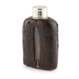 A Victorian leather covered hip flask