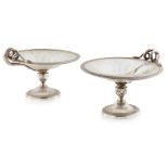 A near pair of Victorian silver mounted and cut glass comports