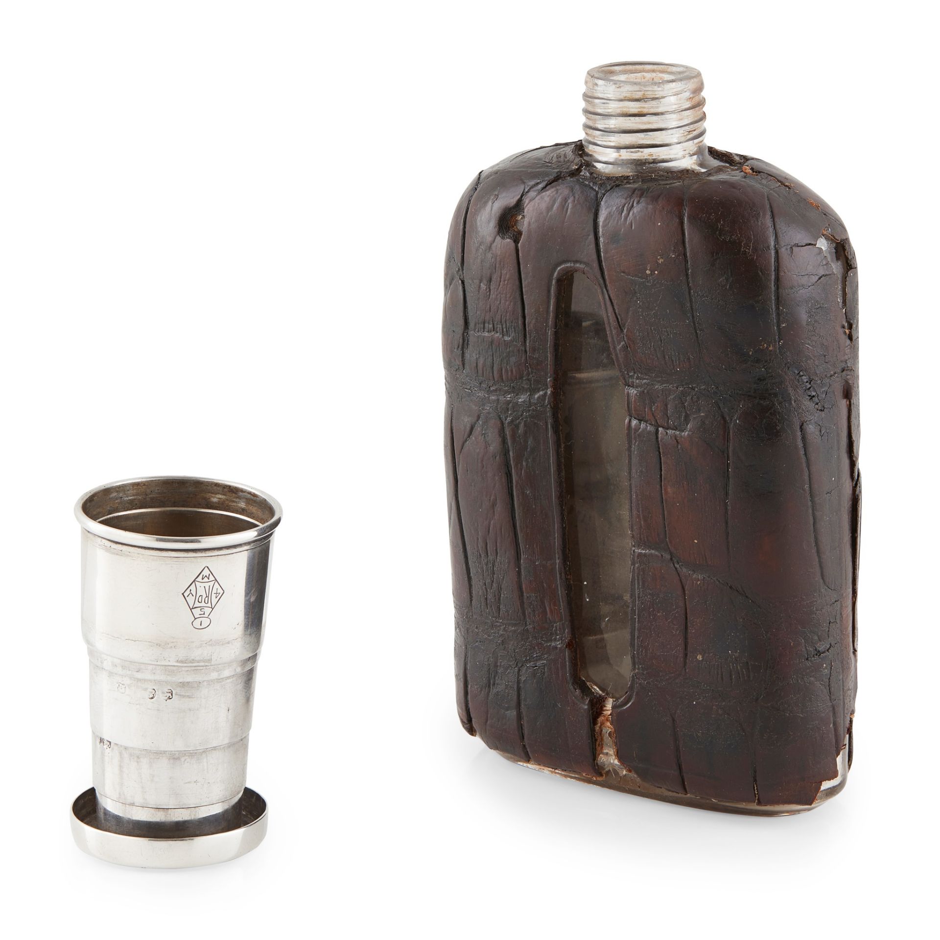 A Victorian leather covered hip flask - Image 2 of 5