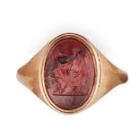 A late 18th century mounted antique carved hardstone intaglio ring