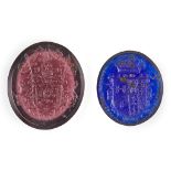 Two unset glass 19th century intaglio seals relating to Mary, Queen of Scots
