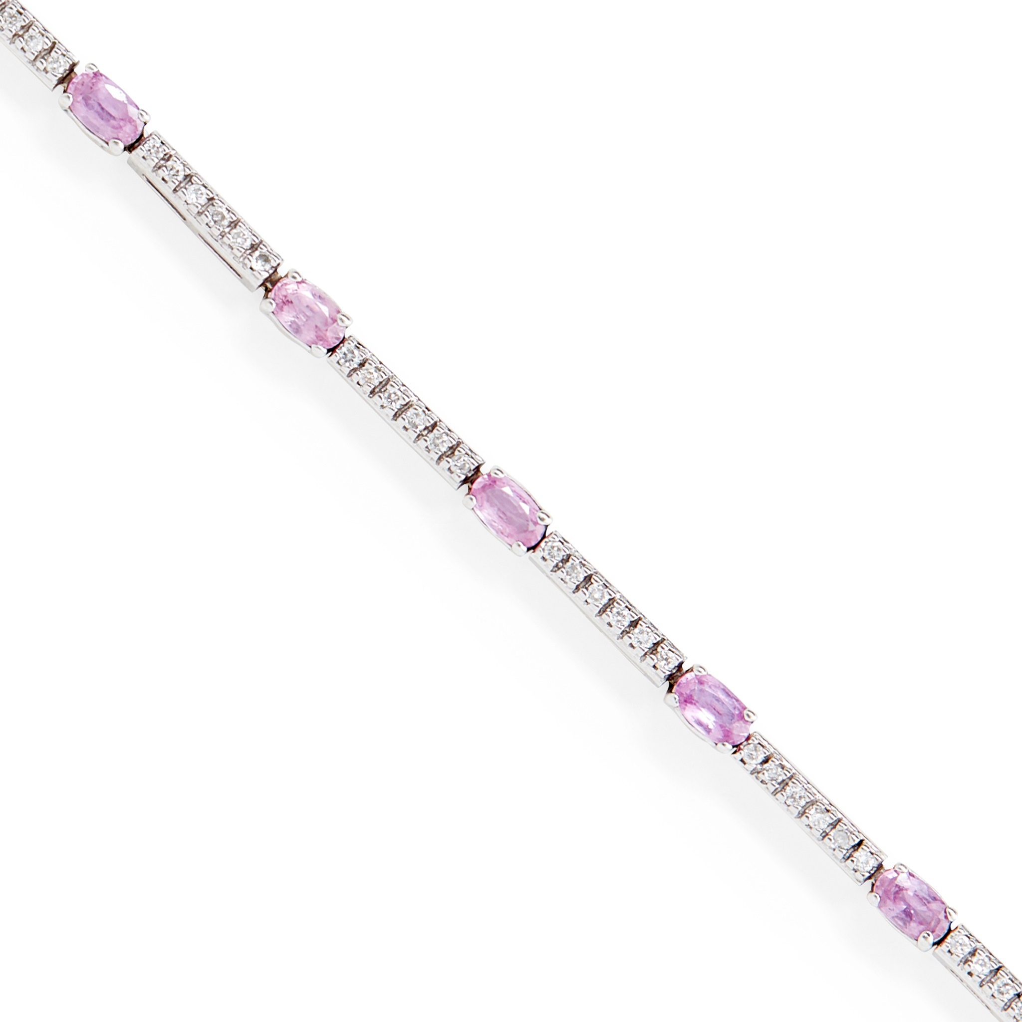 A pink sapphire and diamond set bracelet