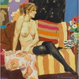 § JACK MORROCCO (SCOTTISH B.1953) NUDE IN BLACK STOCKINGS