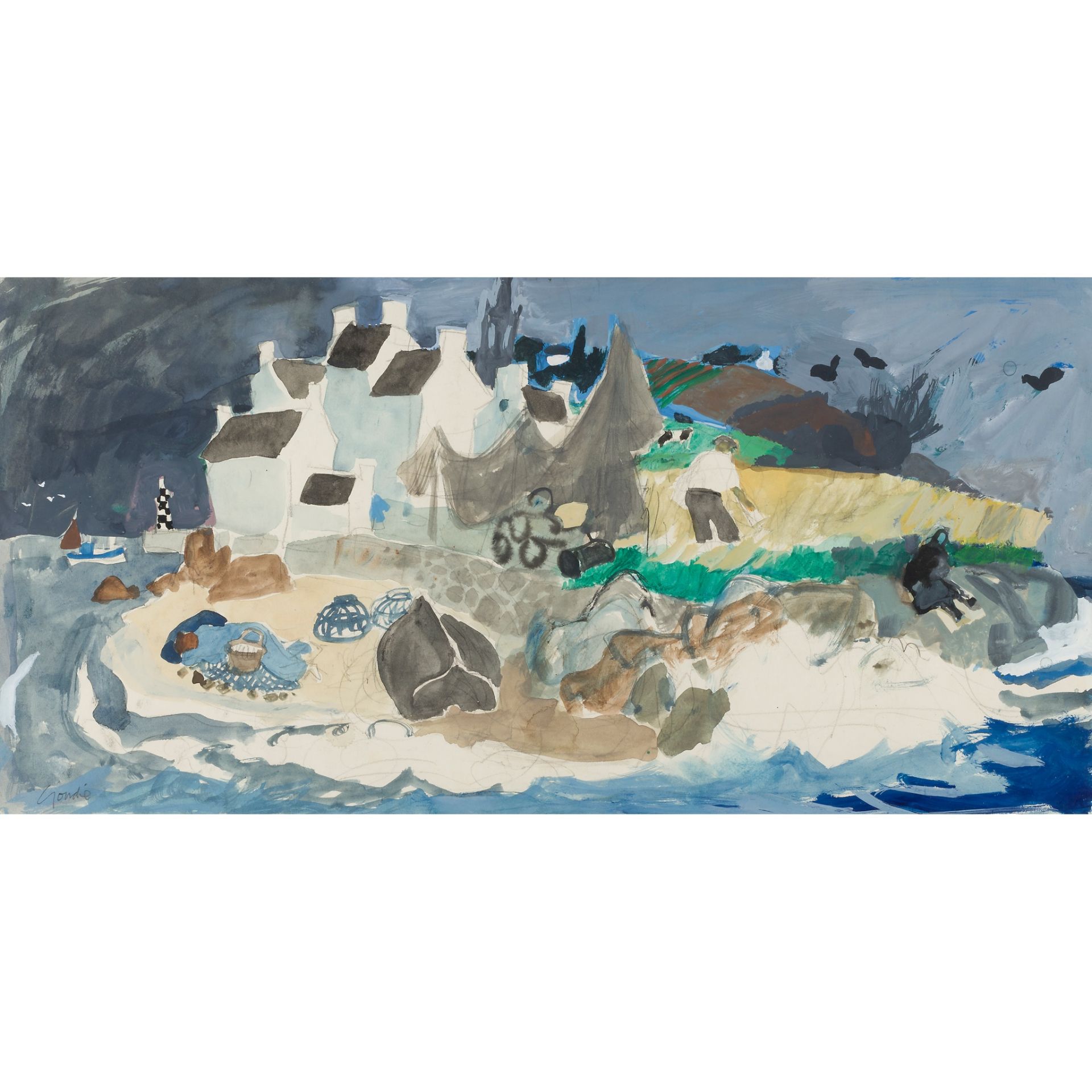 § ALEXANDER GOUDIE (SCOTTISH 1933-2004) BRETON FANTASY