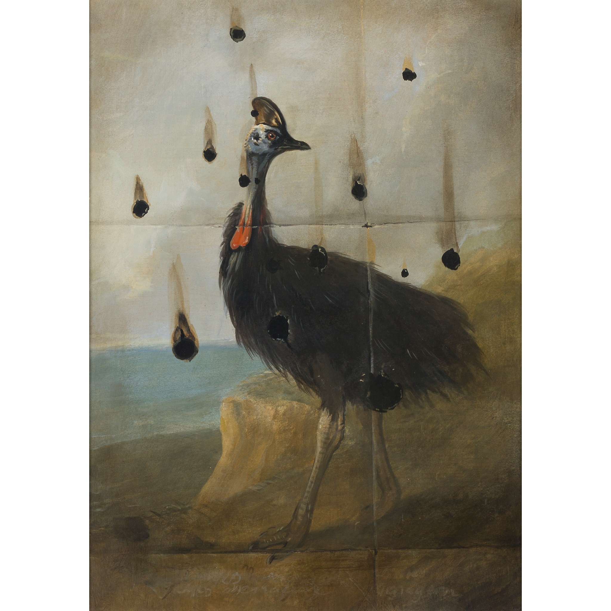 § DERRICK GUILD R.S.A (SCOTTISH B.1961) BURNT CASSOWARY - STUDY NO.2