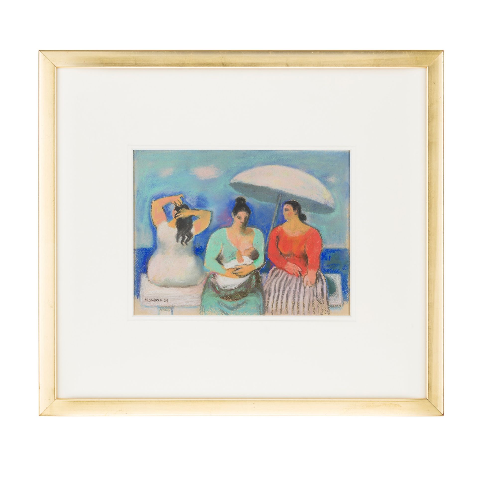 § ALBERTO MORROCCO R.S.A., R.S.W., R.P., R.G.I., L.L.D (SCOTTISH 1917-1999) THREE WOMEN BY THE SEA - Image 2 of 3