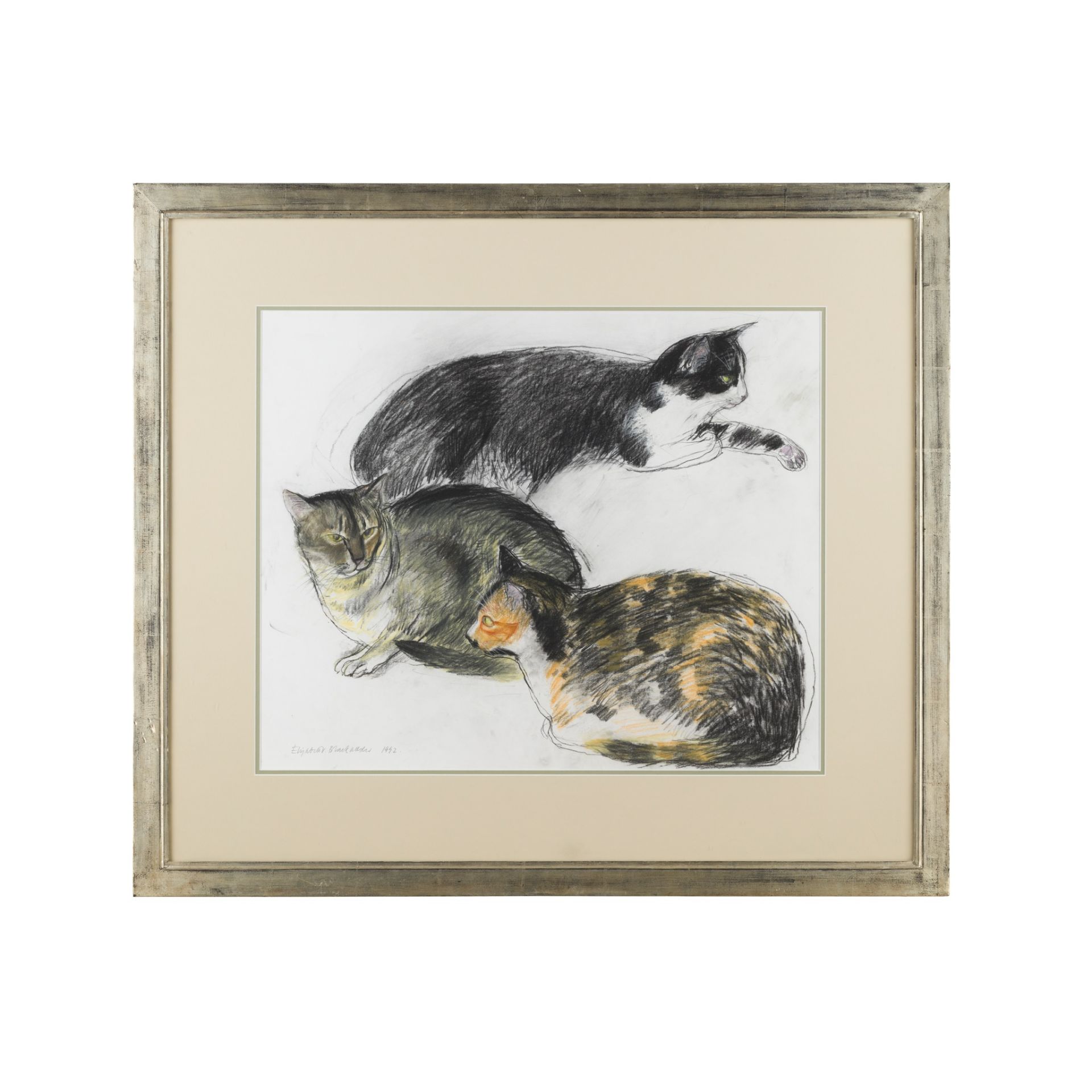 § ELIZABETH BLACKADDER O.B.E., R.A., R.S.A., R.S.W., R.G.I., D.Litt (SCOTTISH B.1931) THREE CATS - Image 2 of 3