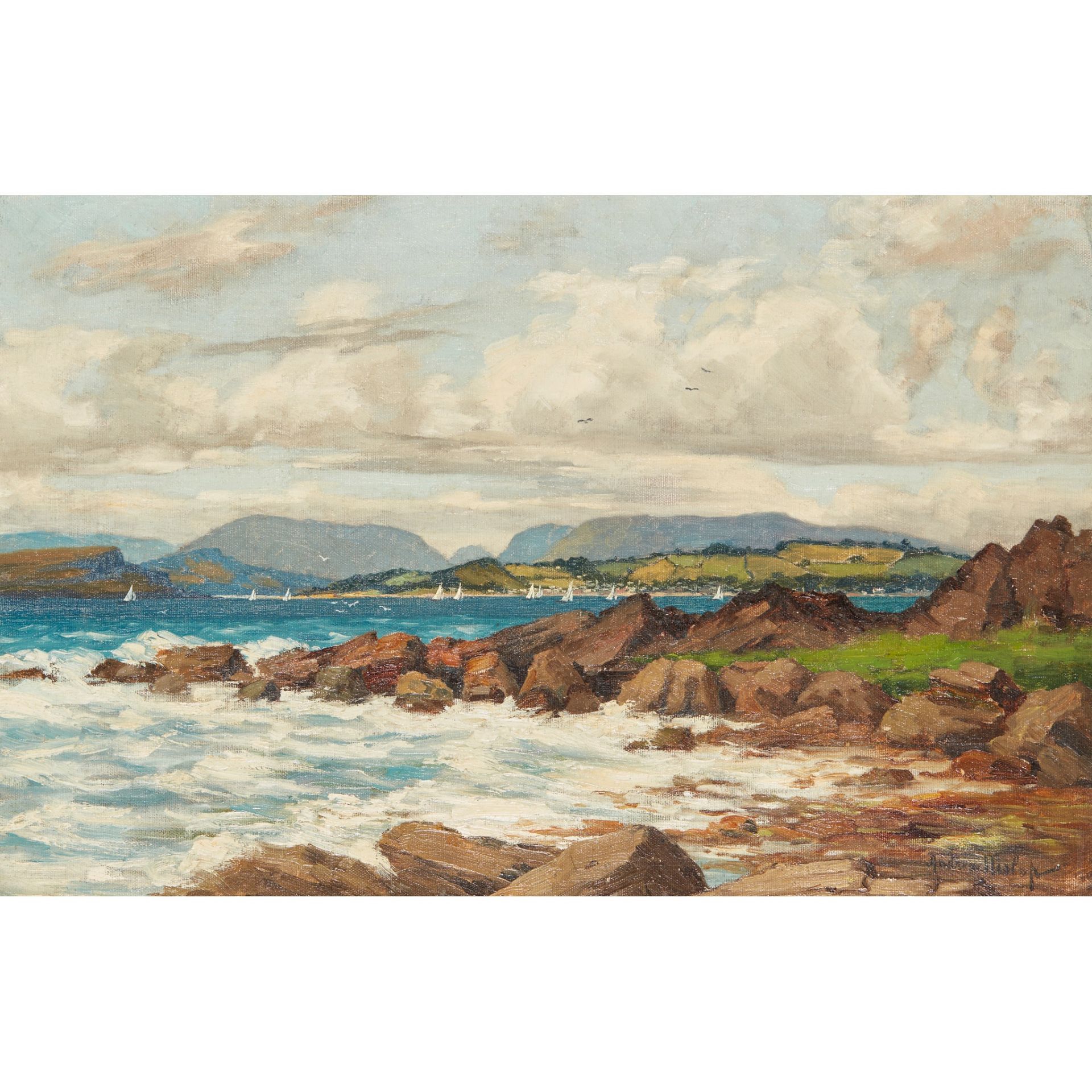 ANDREW HISLOP (BRITISH FL.1880-1903) LOOKING OVER TO MILLPORT FROM PORTENCROSS