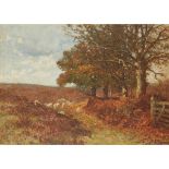 JOHN WILLIAM ALLISON (BRITISH 1886-1934) SHEPHERD AND SHEEP IN A WOODED LANDSCAPE