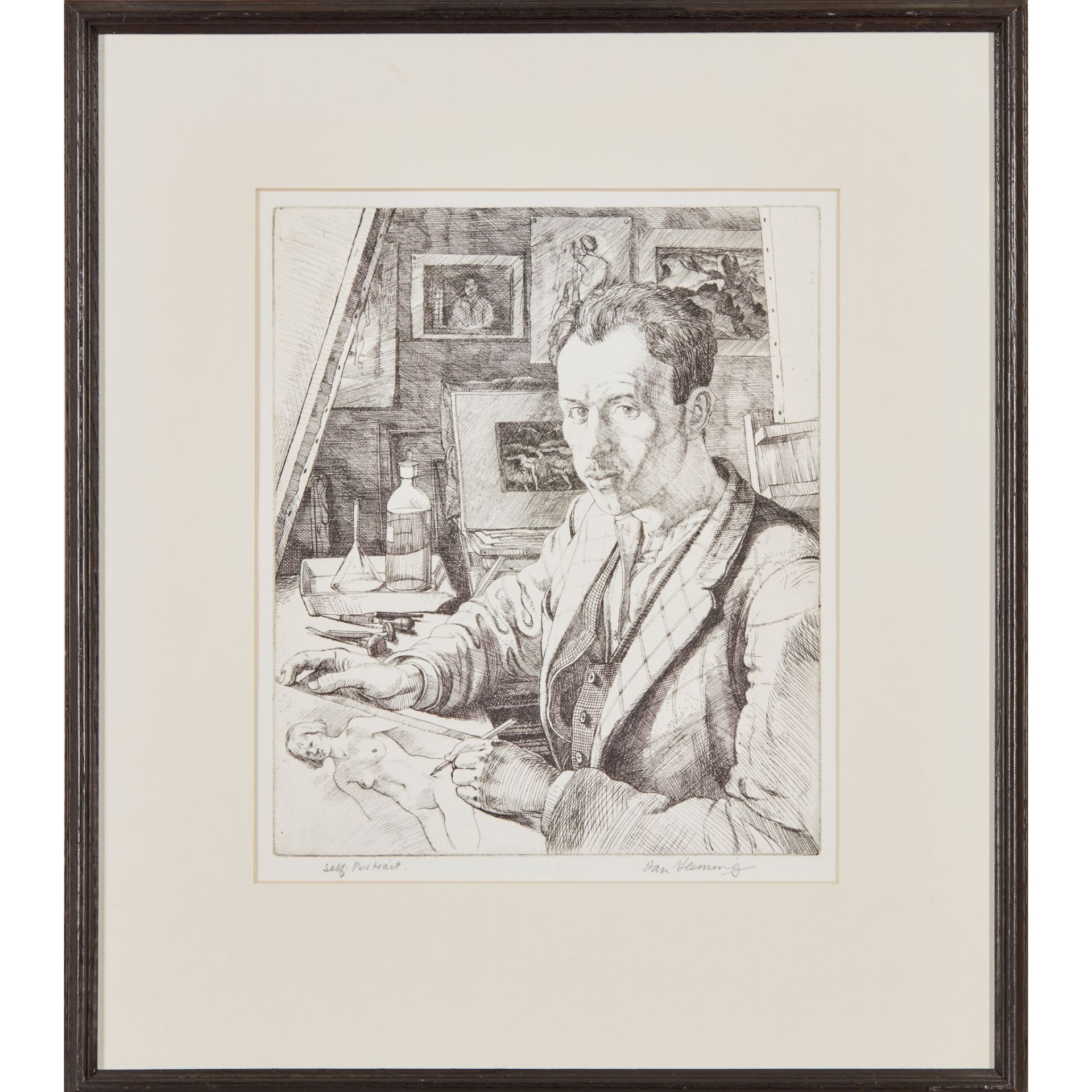 § IAN FLEMING R.S.A., R.S.W., R.G.I., L.L.D (SCOTTISH 1906-1990) SELF PORTRAIT, 1937 - Bild 2 aus 3