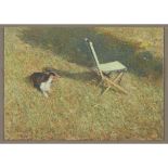 § DAVID TINDLE R.A. (BRITISH B.1932) DOG AND CHAIR