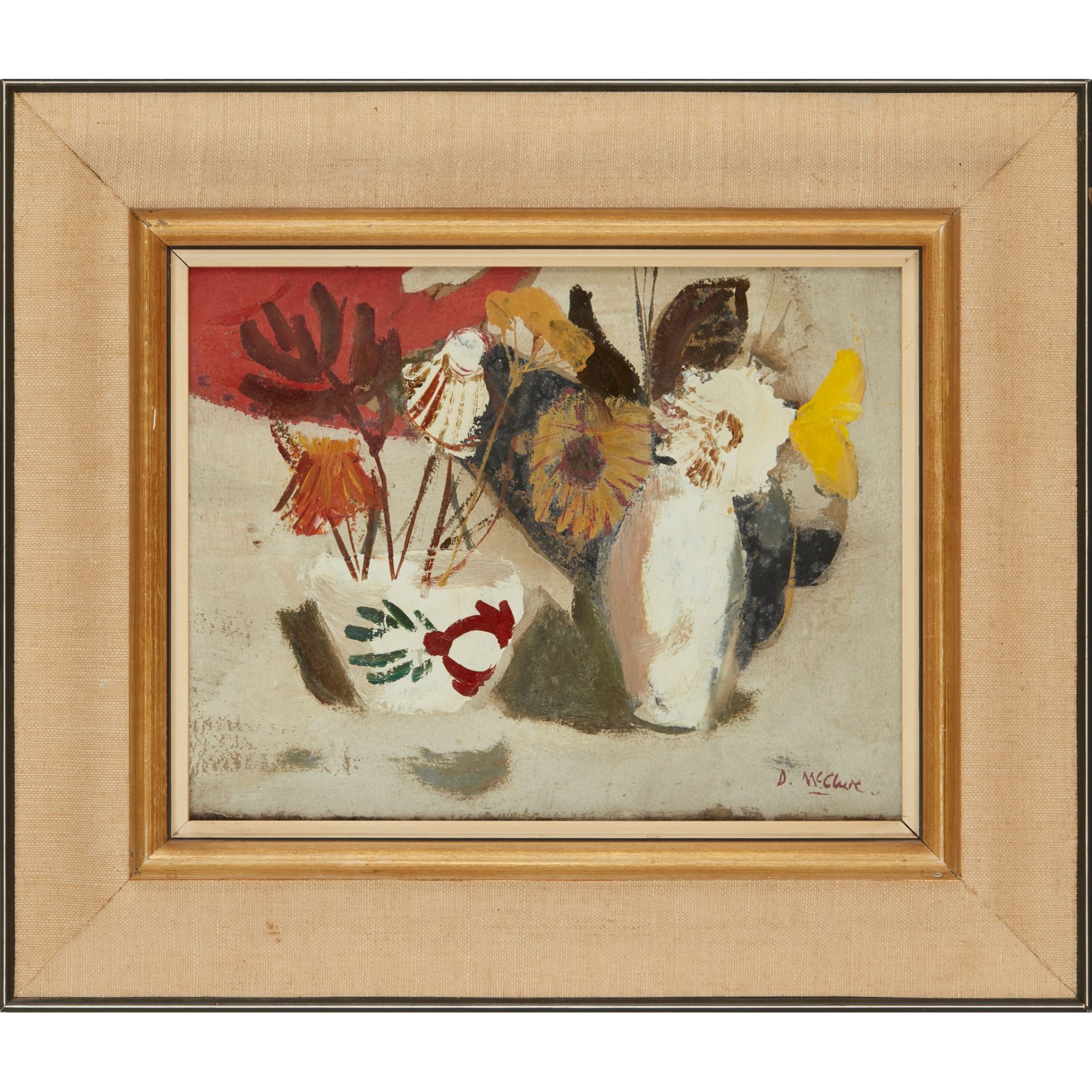 § DAVID MCCLURE R.S.A., R.S.W. (SCOTTISH 1926-1998) STILL LIFE WITH WHITE VASE - Image 2 of 3